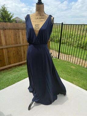 ASOS Navy Deep V Maxi Dress